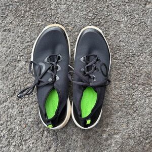 Women’s Black OOFOS Sneakers Gym Shoes w/ Green Insoles, Size 11
